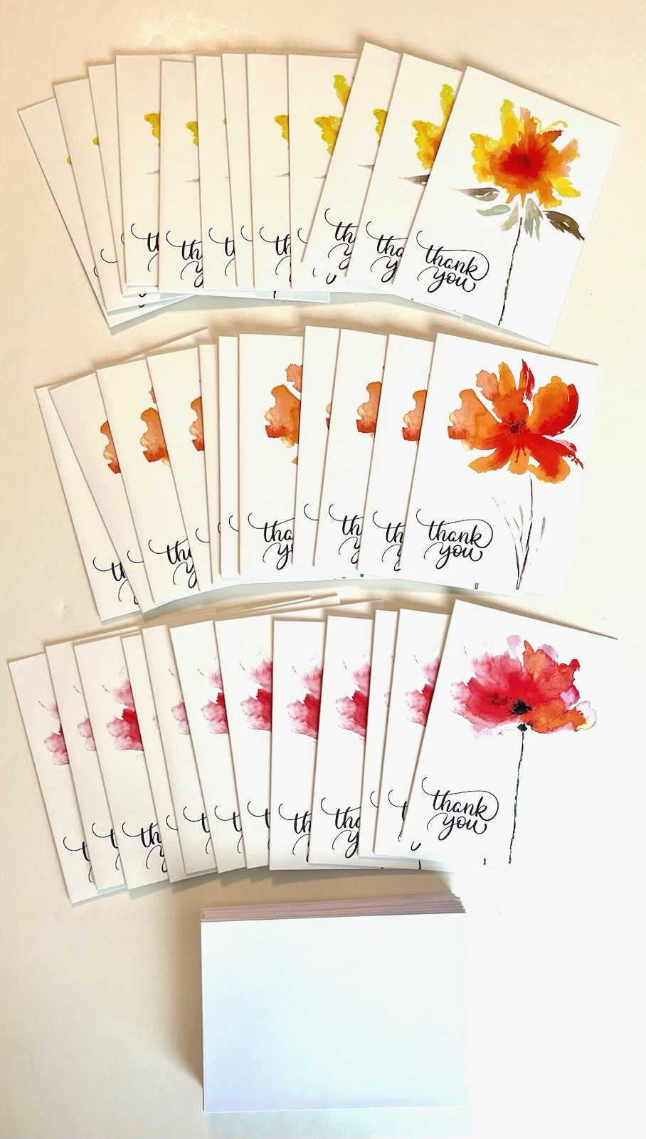 Bilinny Thank You Cards Lot of 35 Floral New Blank Inside Envelopes Note