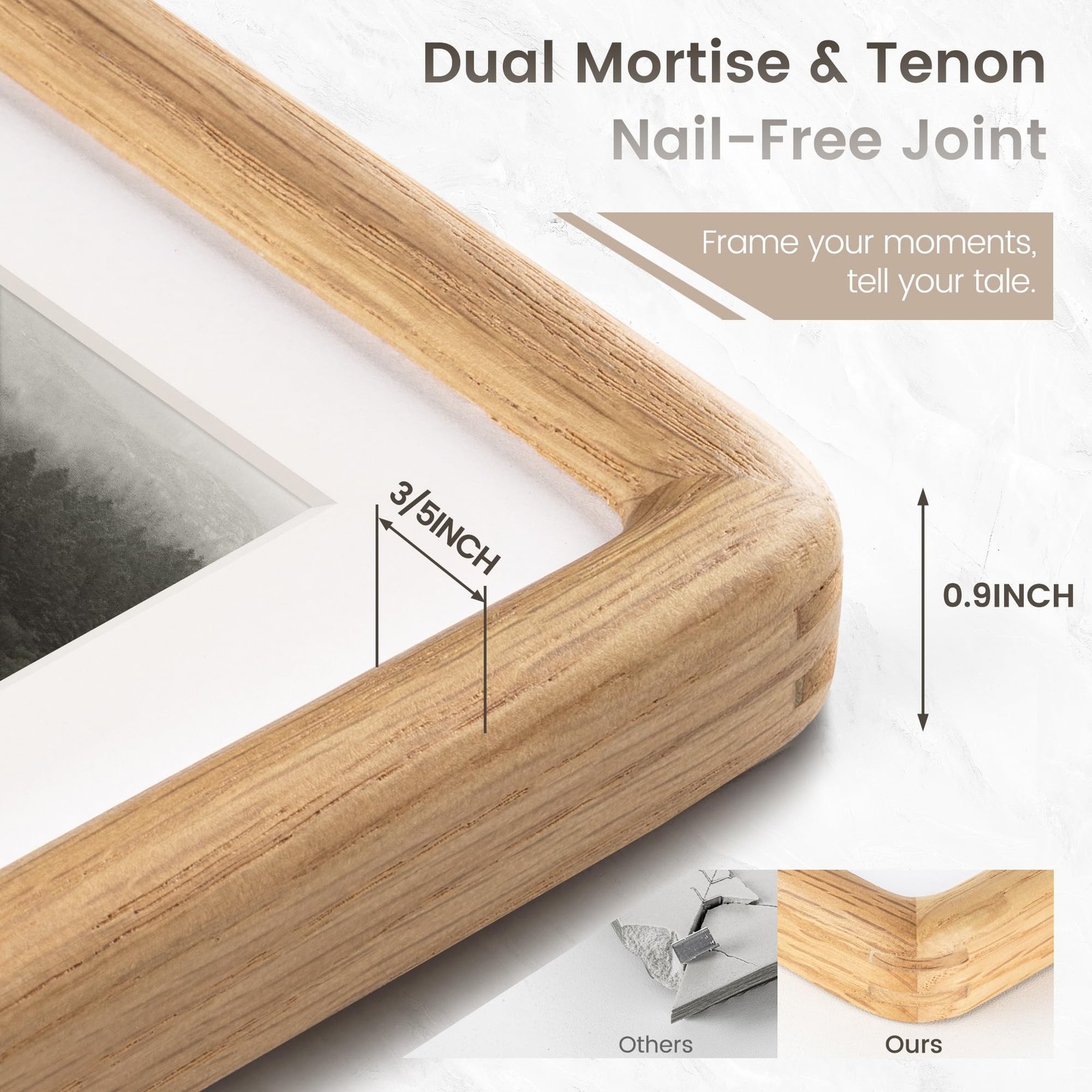 5×7 Picture Frame, Natural Solid OAK Wood Photo Collage Frame with HD Tempere…