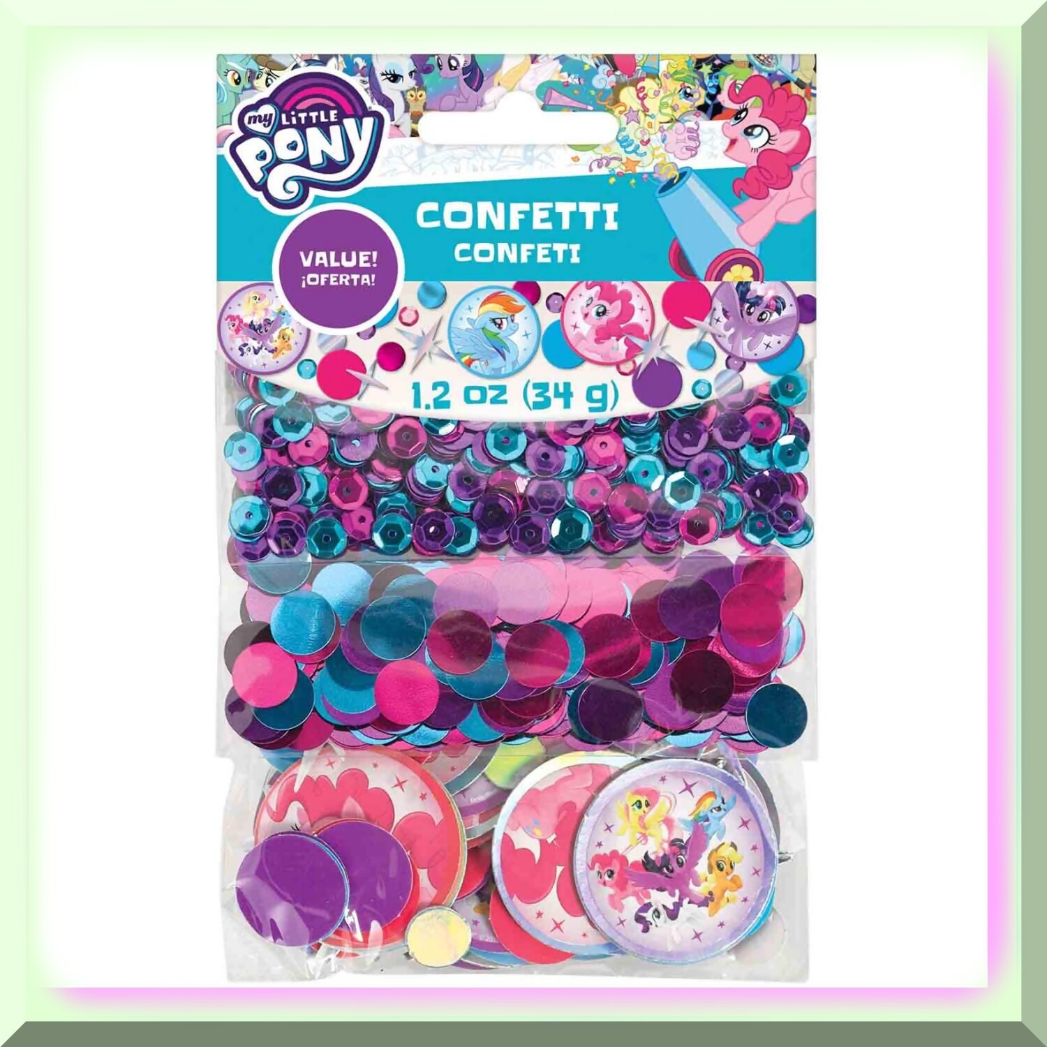 Rainbow Confetti Party Pack with Sequins and Cartoon Cutouts
