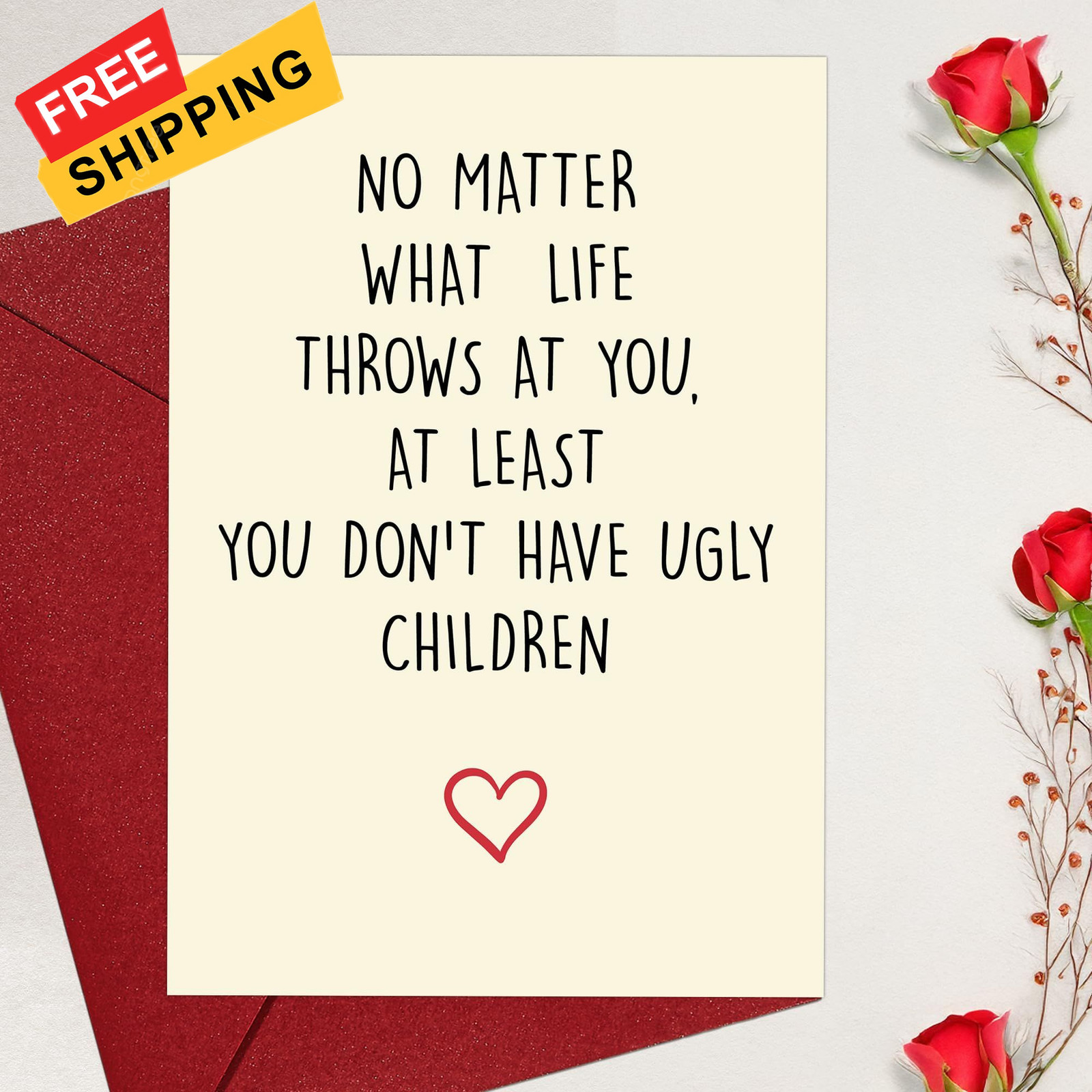 Cheerin Greeting Card with Envelope – Funny 8 inches x 5.3 inches, Warm White