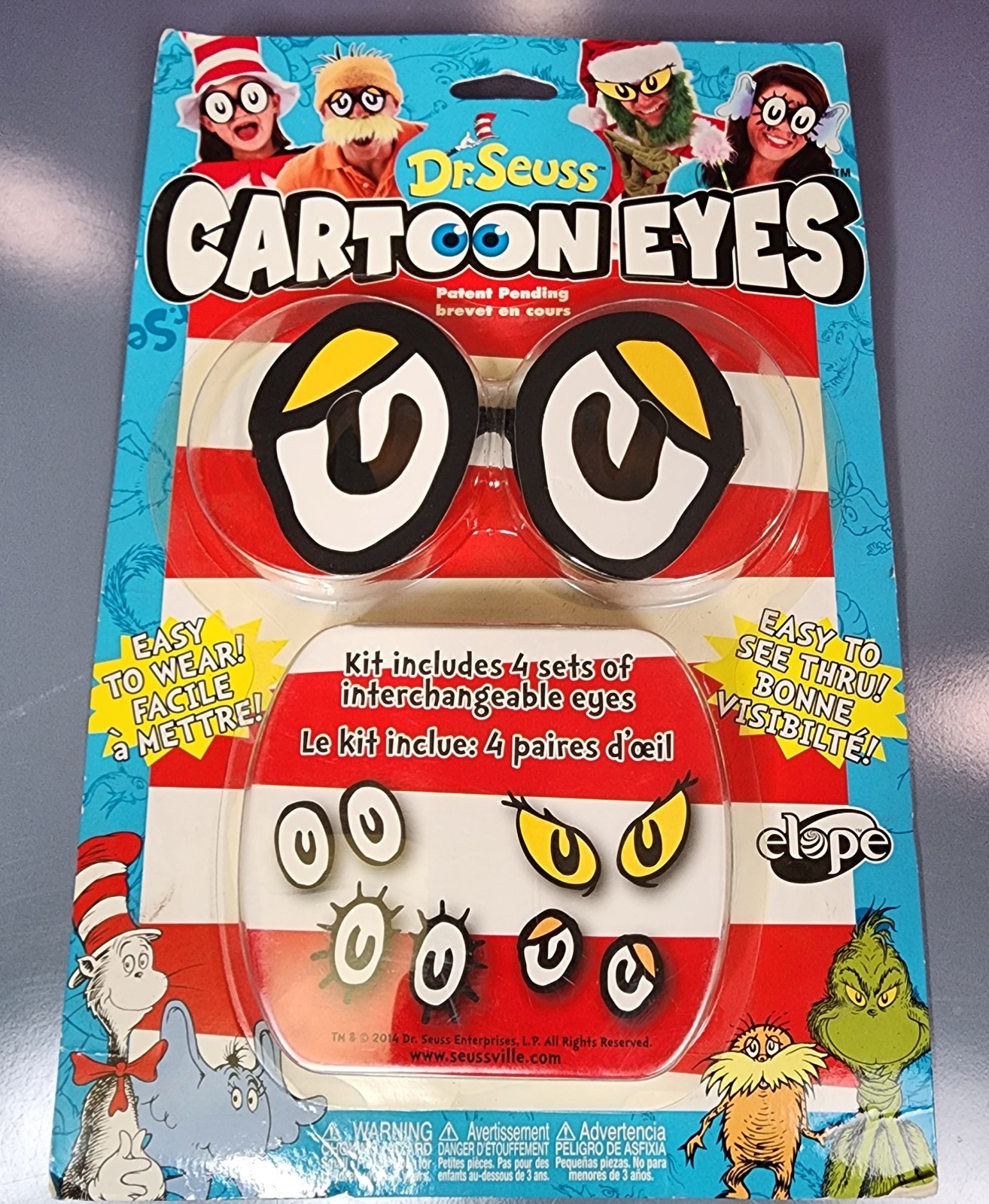 Dr. Seuss Cartoon Eyes Eye Glasses 4 Sets Interchangeable Eyes NEW