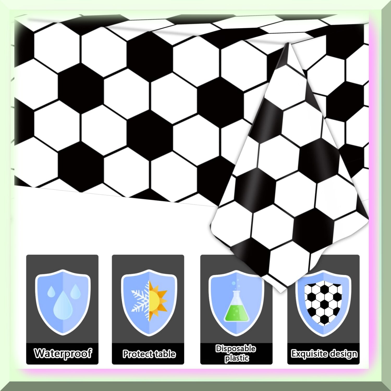 Soccer Theme 3-Piece Plastic Tablecloth Set