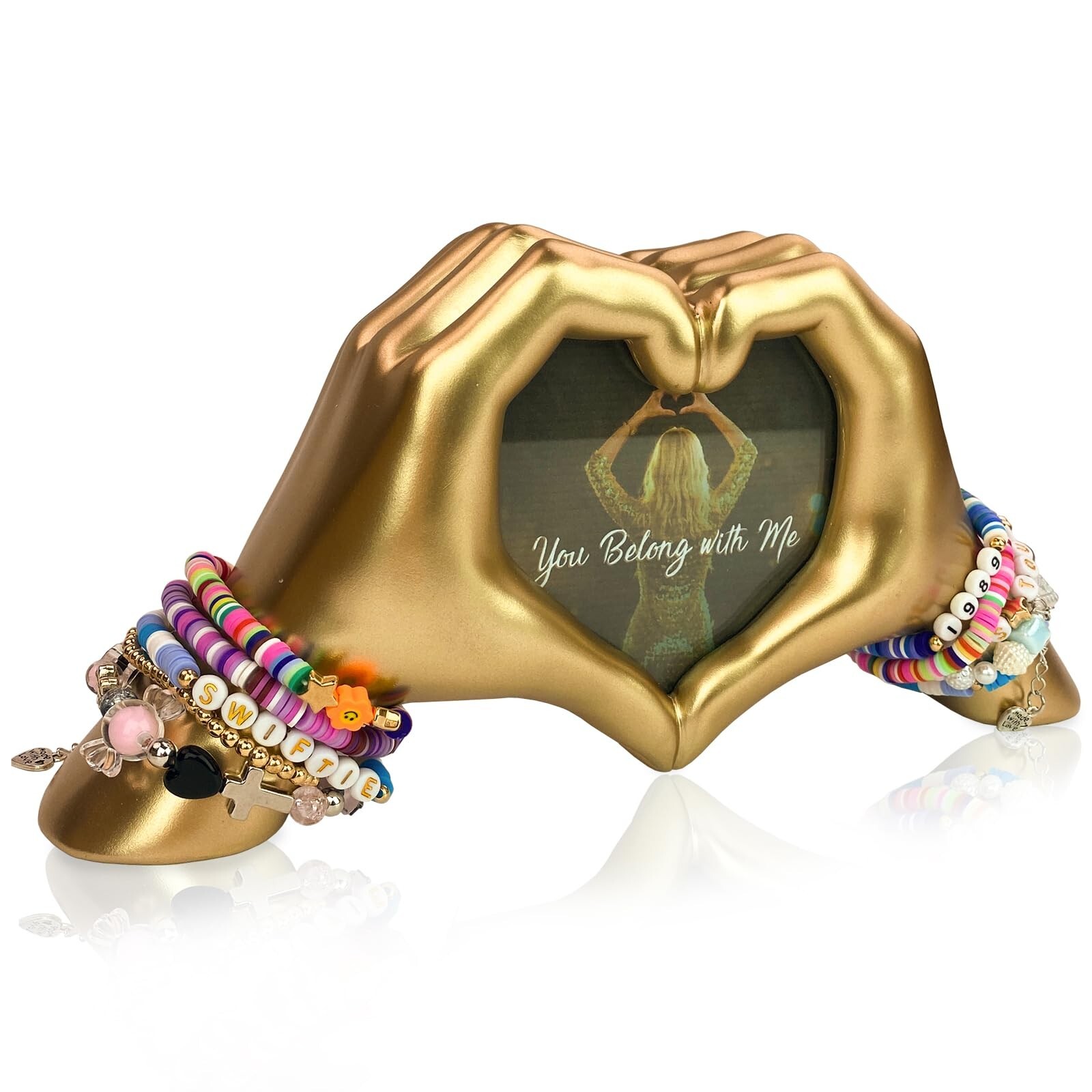 Gold Heart Hands Sculpture with Picture Frame, Unique Wedding Gift Idea for C…