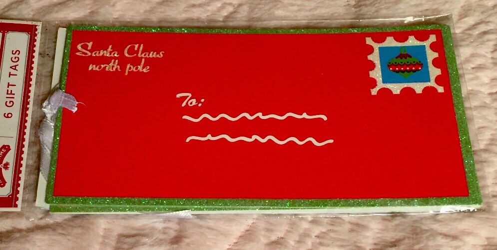 6 LARGE HOLIDAY CHRISTMAS WINTER THEMED GLITTERED GIFT TAGS BY HOLIDAY TIME