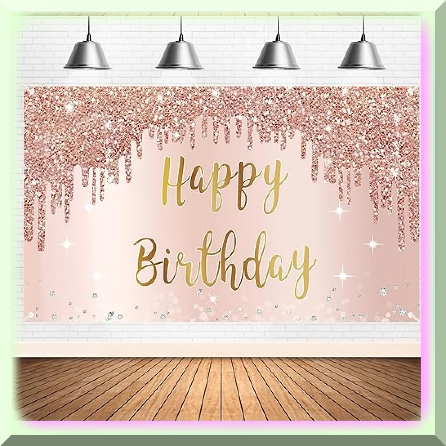 Pink Rose Gold Birthday Party Decor Backdrop