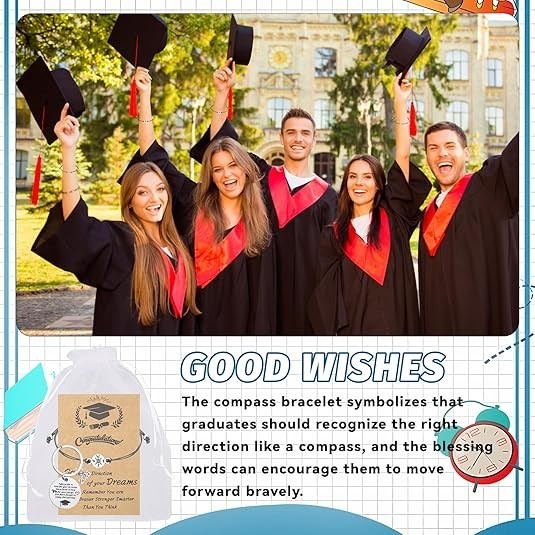 48 Pcs 2026 Graduation Gifts Bulk Set with Bracelets, Keychains and Quote Cards,