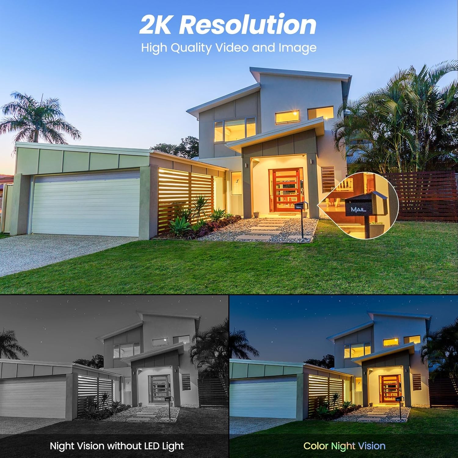 2K Cameras for Home Security-2.4G WiFi Outdoor Camera Wireless Solar