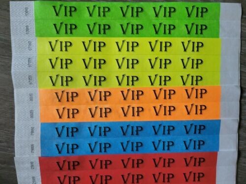 10,000 3/4″ VIP TYVEK WRISTBANDS, 5 DIFFERENT COLORS AS PICTURED (2000 OF EACH)