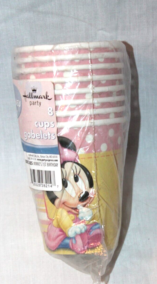 NEW IN PACKAGE DISNEY BABY MINNIE MOUSE 8- CUPS PARTY SUPPLIES