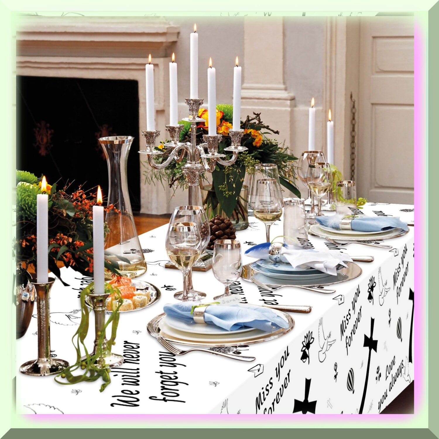 Waterproof Disposable Plastic Tablecloth Set