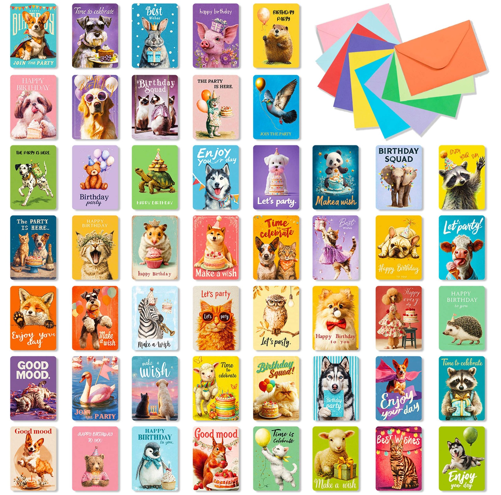 50 PCS Mini Happy Birthday 2.5 inches x 3.5 inches,