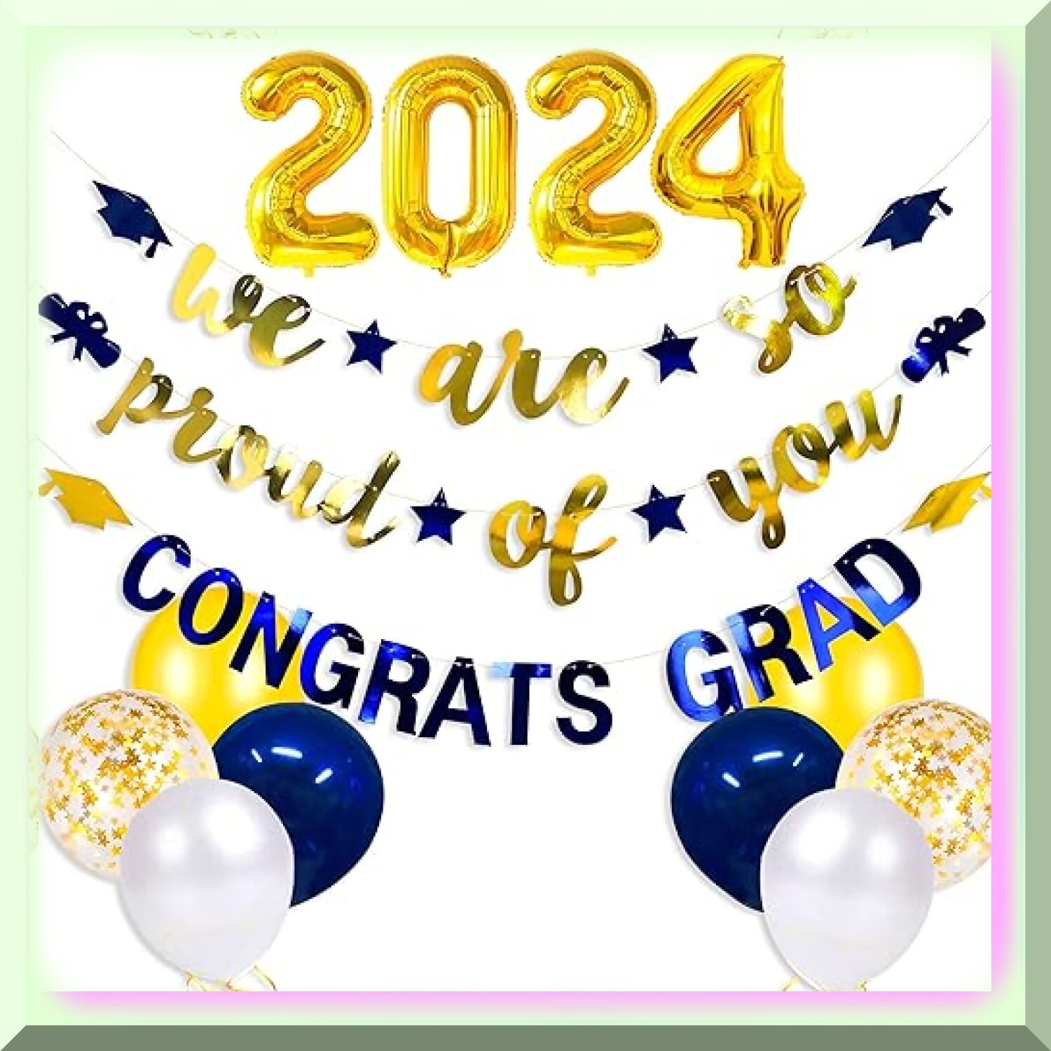 Graduation Party Kit Navy Blue Gold 2024