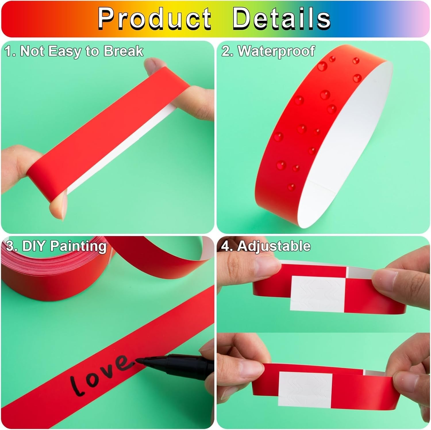 1200 pulseras de papel plástico para eventos pulseras de color neón