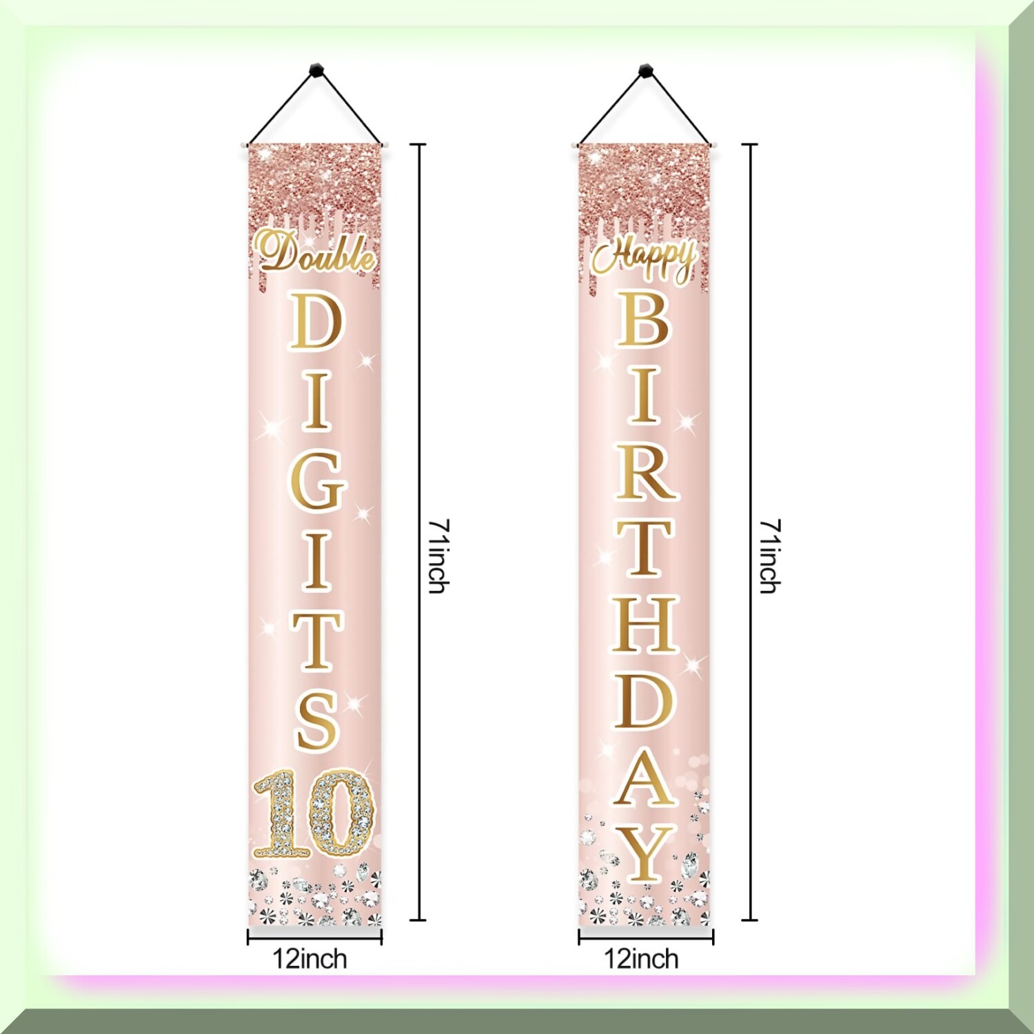 Rose Gold 10th Birthday Door Banner Set