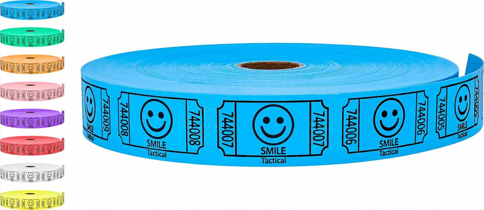 Tacticai 2000 Raffle Tickets, Smile, Blue (1 of 8 Colors), Single Roll, Ticket f