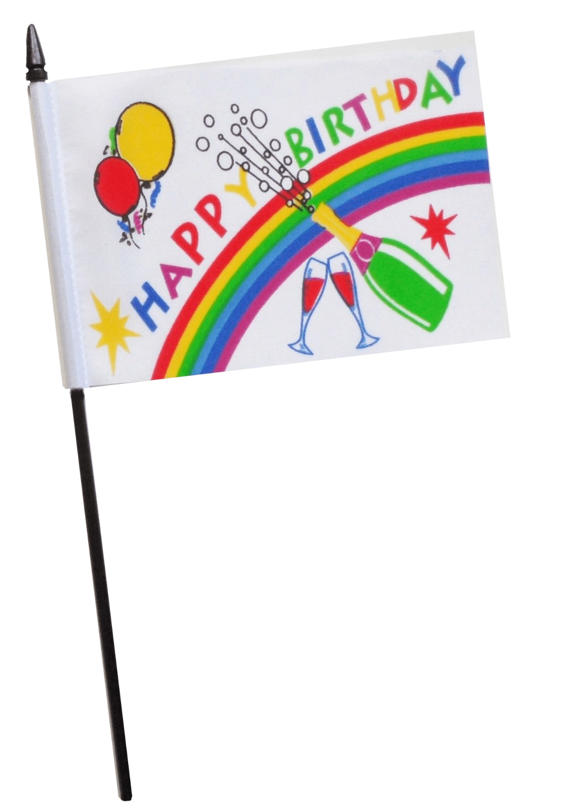 Happy Birthday Champagne Small Hand Flag (6″ x 4″)