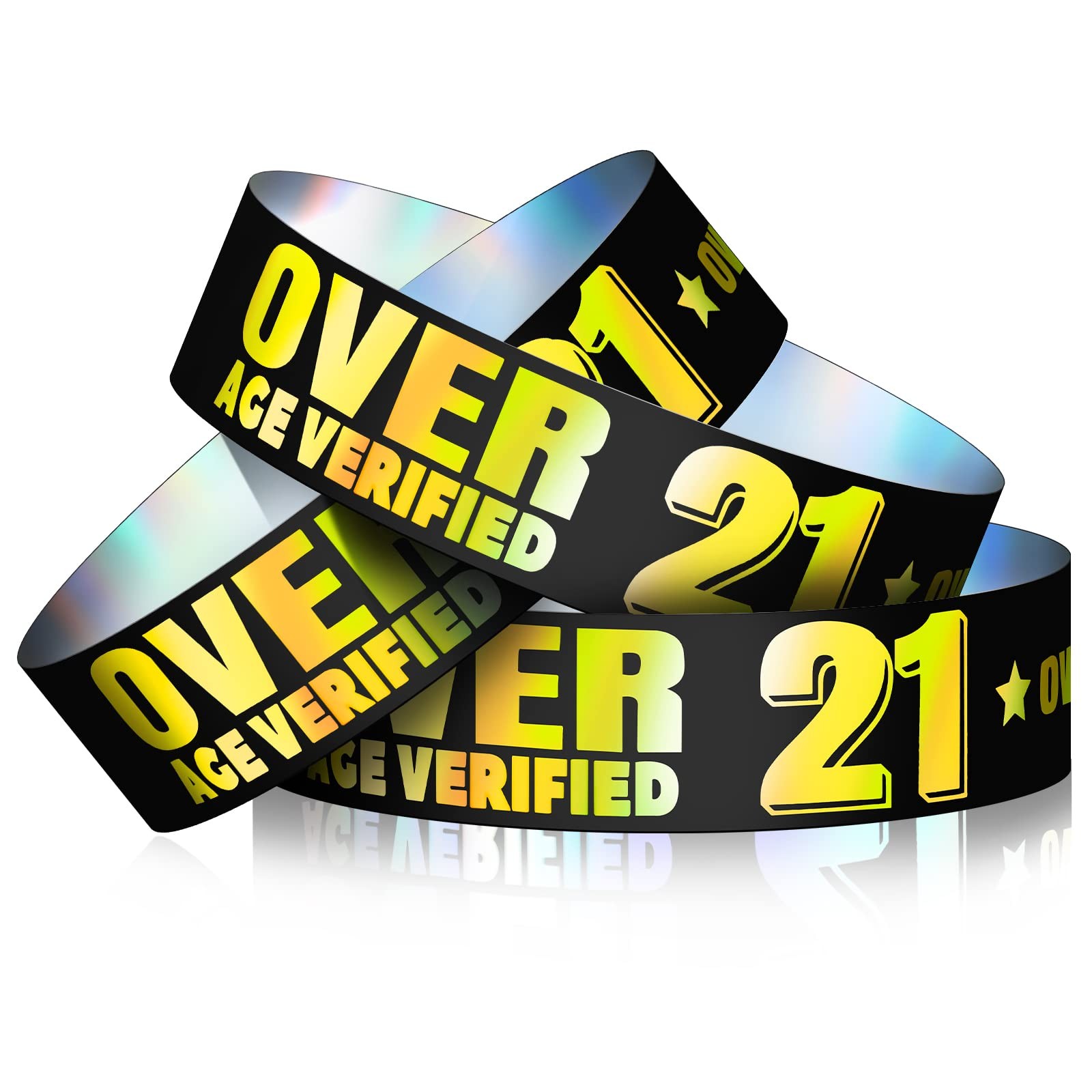 500 Pcs Over 21 Wristbands Holographic Events Wristbands Plastic Party Bracel…