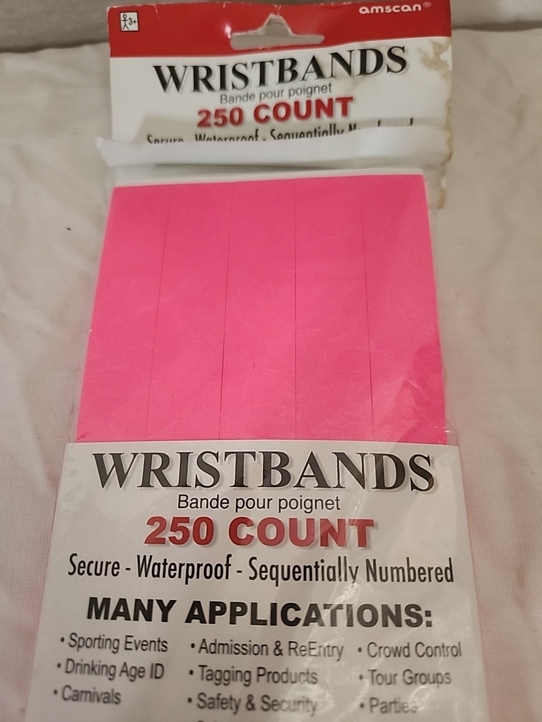 New Wristbands Neon Pink Numbered Admission Party Clubs Event Bar 250 Pc