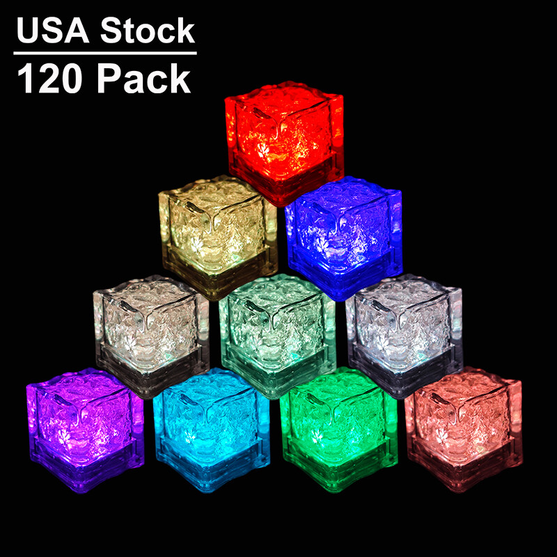 120 Pack MultiColor Light Up Led Ice Cubes for Drinks Glowing Flashing Led Light