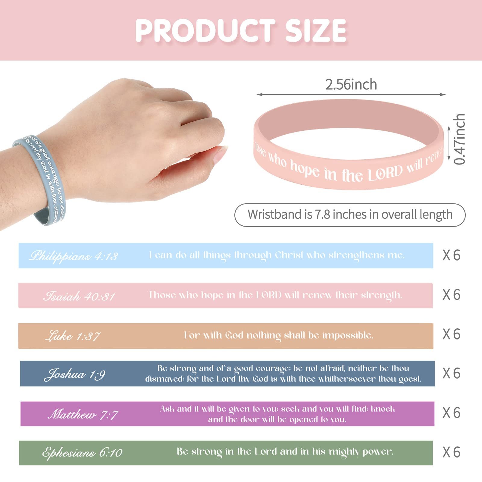 36Pcs Bible Verse Bracelets Silicone Inspirational Scripture Wristbands