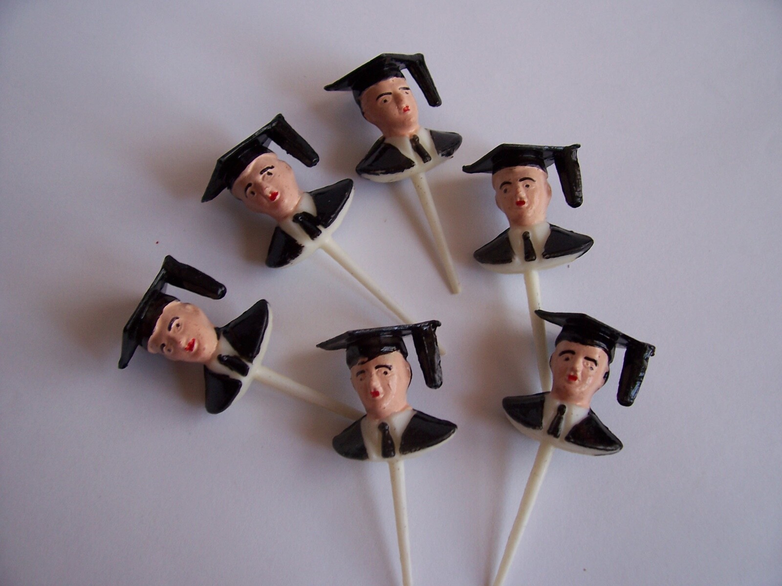 Lot of 24 Vintage Graduation Cupcake Picks Cake Toppers Man Male Robe Boy