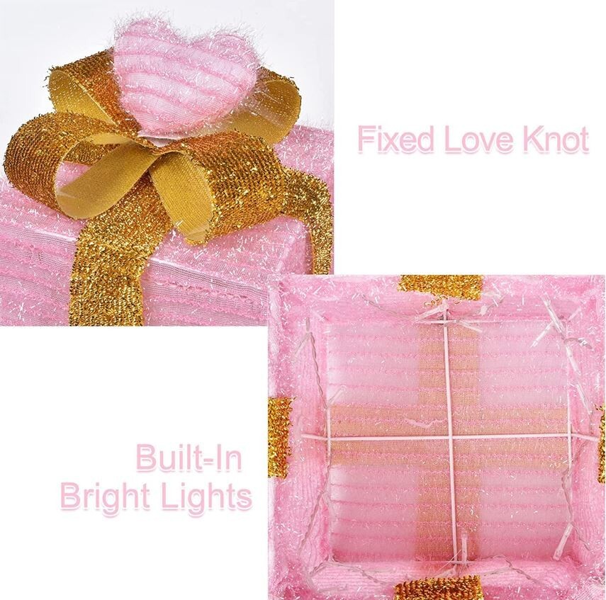VALENTINE Day CELEBRATE DECOR Lighted Gift Boxes Pink Decorations OUTDOOR INDOOR
