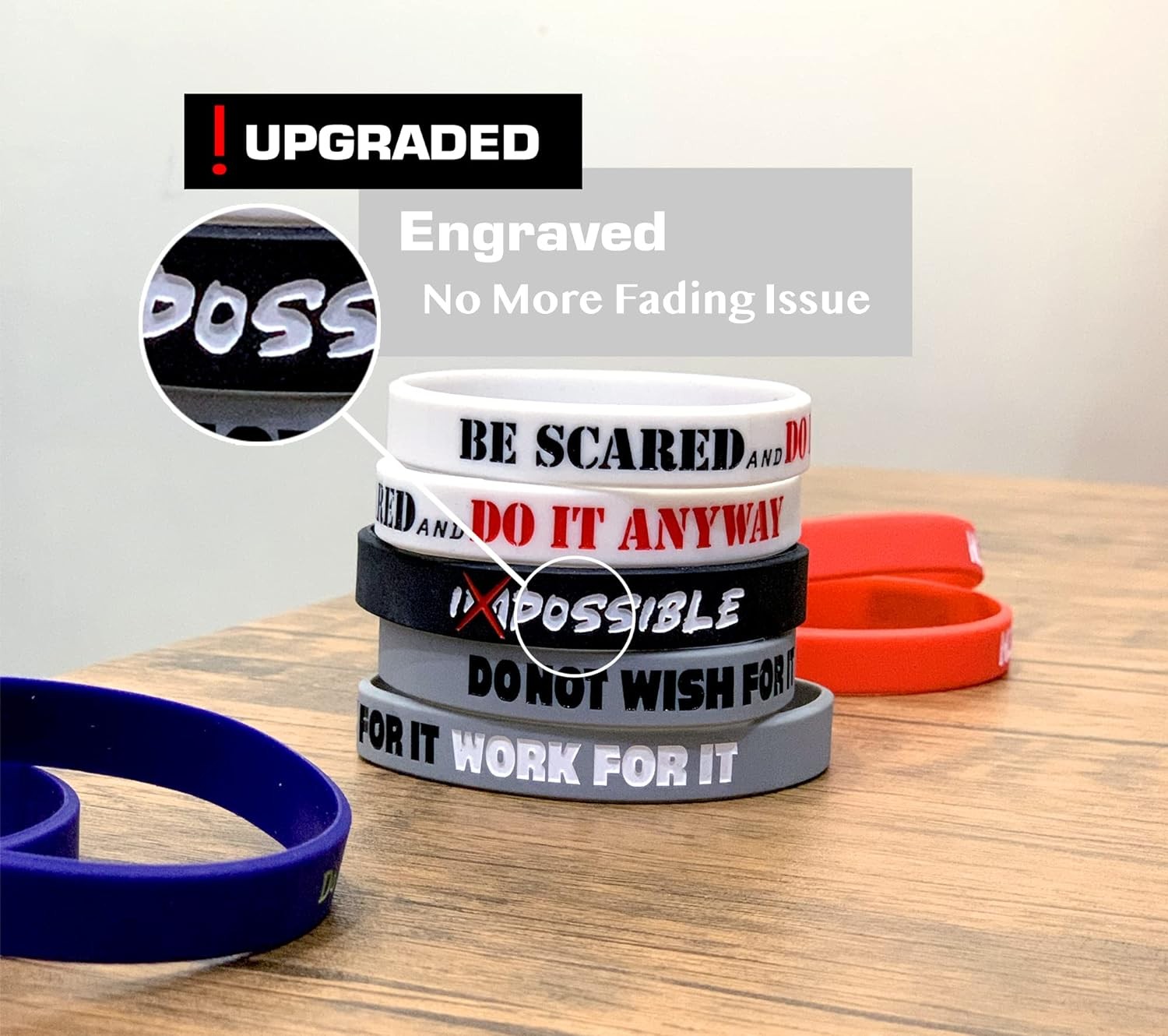 12 Pack Motivational Wristbands for Men, Women & Teens, 12×8” multi-color