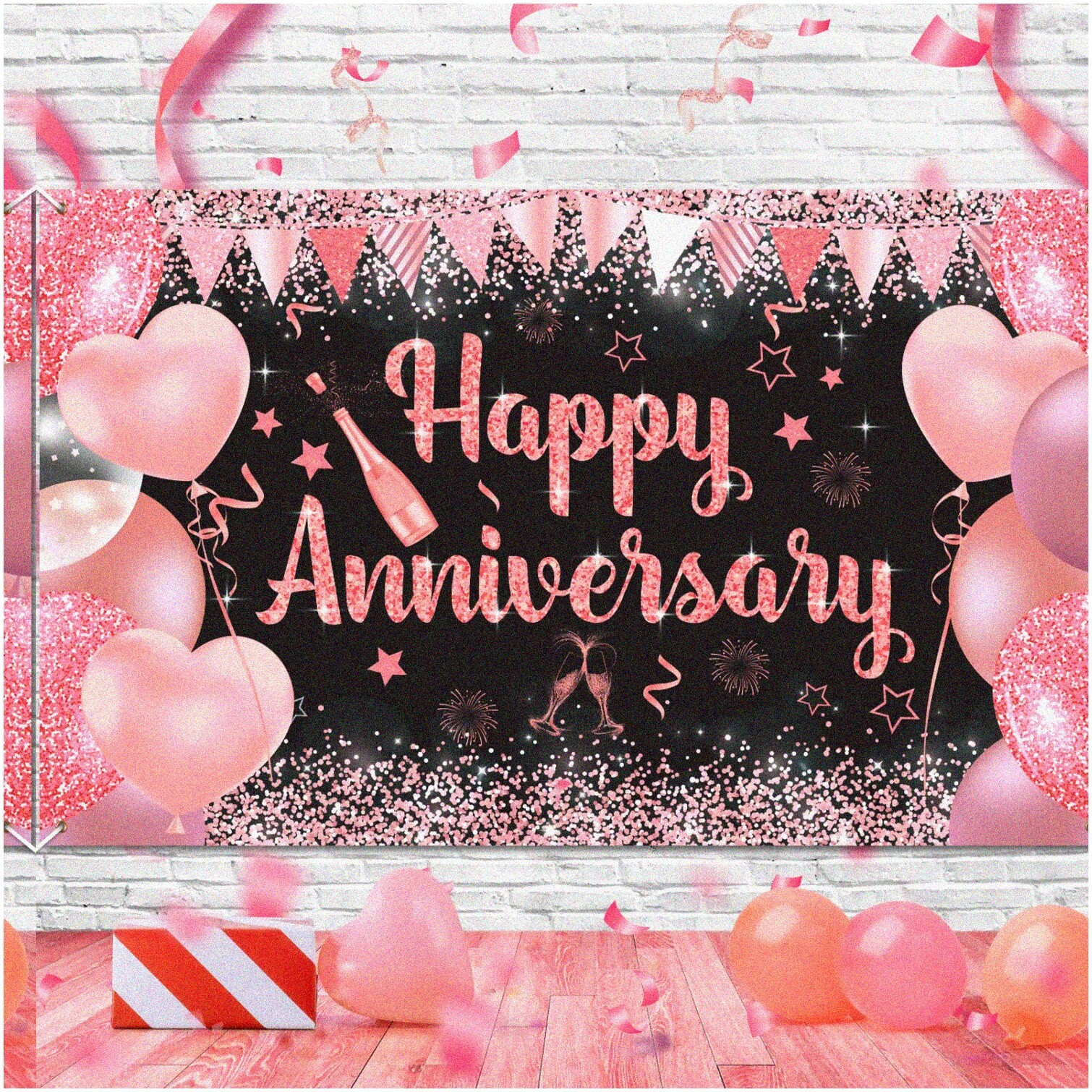 Rose Gold Anniversary Celebration Backdrop 70×43 inches