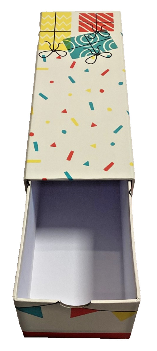Happy Birthday Gift Present Drawer Box Cardboard Confetti 9″ x 3.5″ x 3.5″