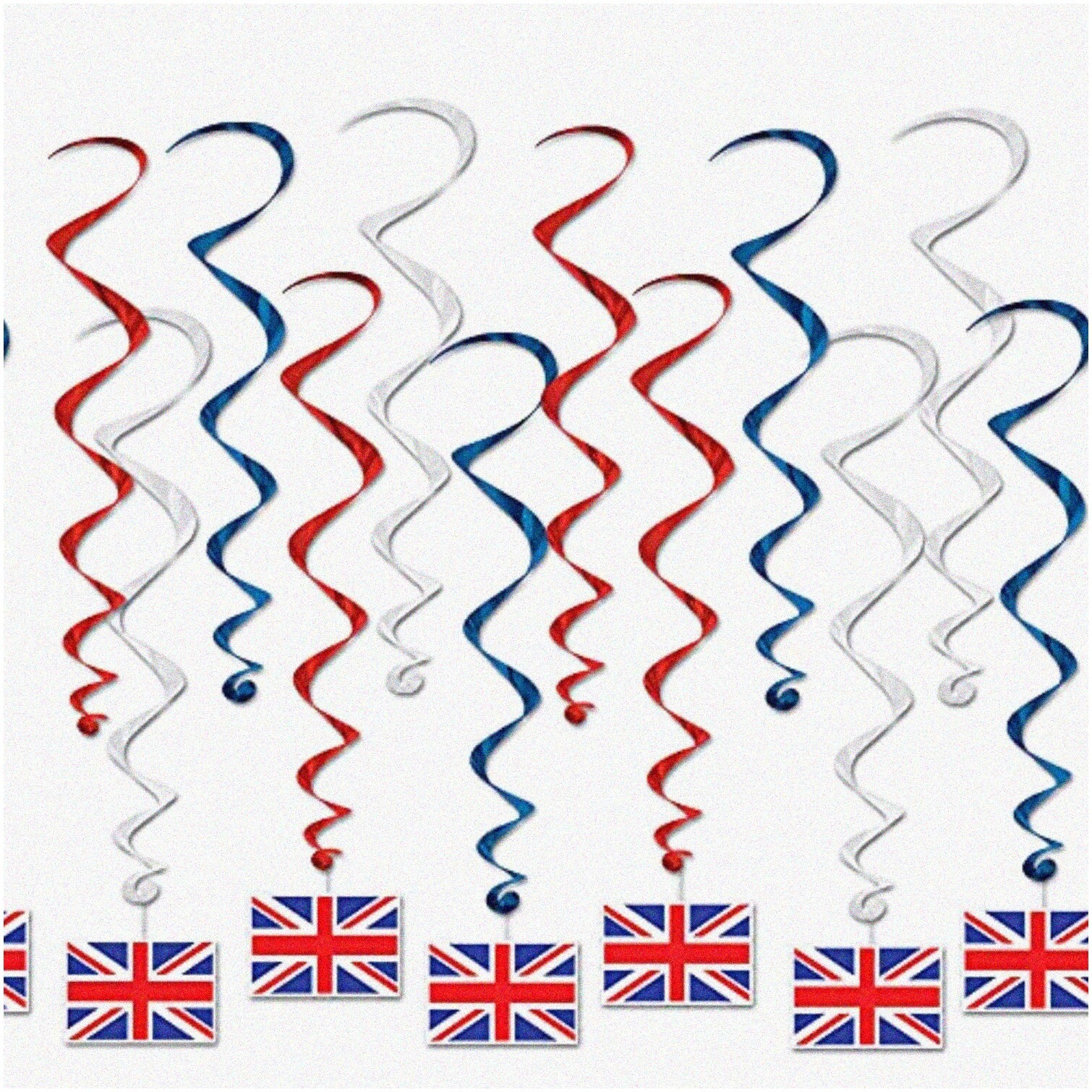 Set of 12 British Flag Hanging Decorations