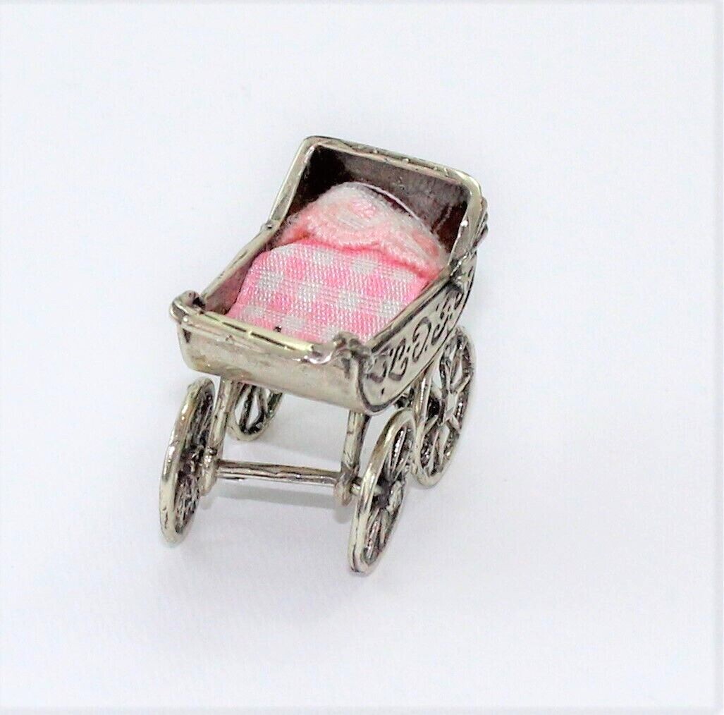 Baby Birth Favor Baby Stroller in Vintage Silver New