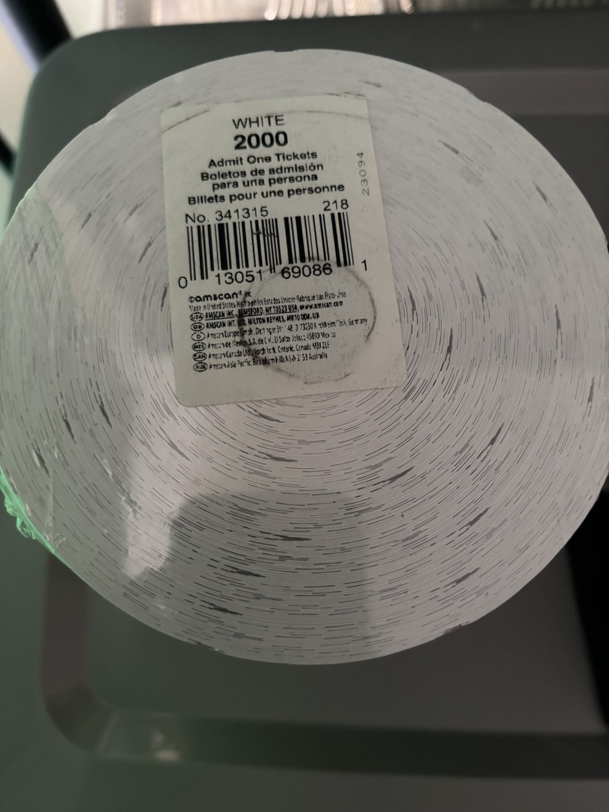 Admit One Raffle Tickets 1 Roll of 2000 Single Stub for a Carnival Fun Fair