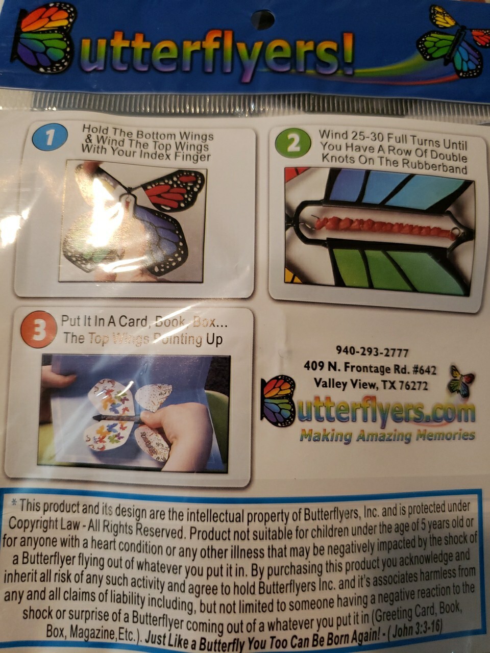 Butterflyers Butterflies New Wind Up Set Of 10 Put In Card,book,box