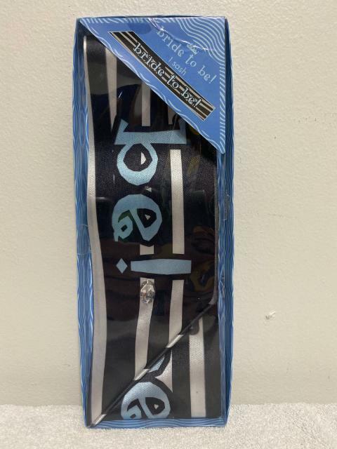 Bride To Be Sash Bachelorette Party Decoration Kit – Black Satin Blue and Silver