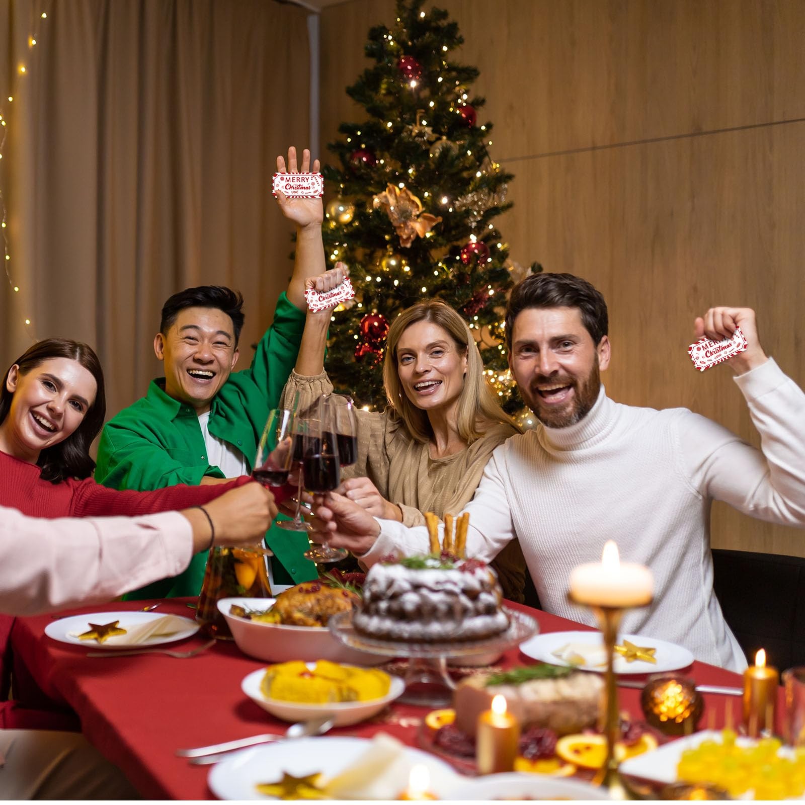 Merry Christmas Candy Drink Ticket Single Raffle Tickets Roll 1000 PCS