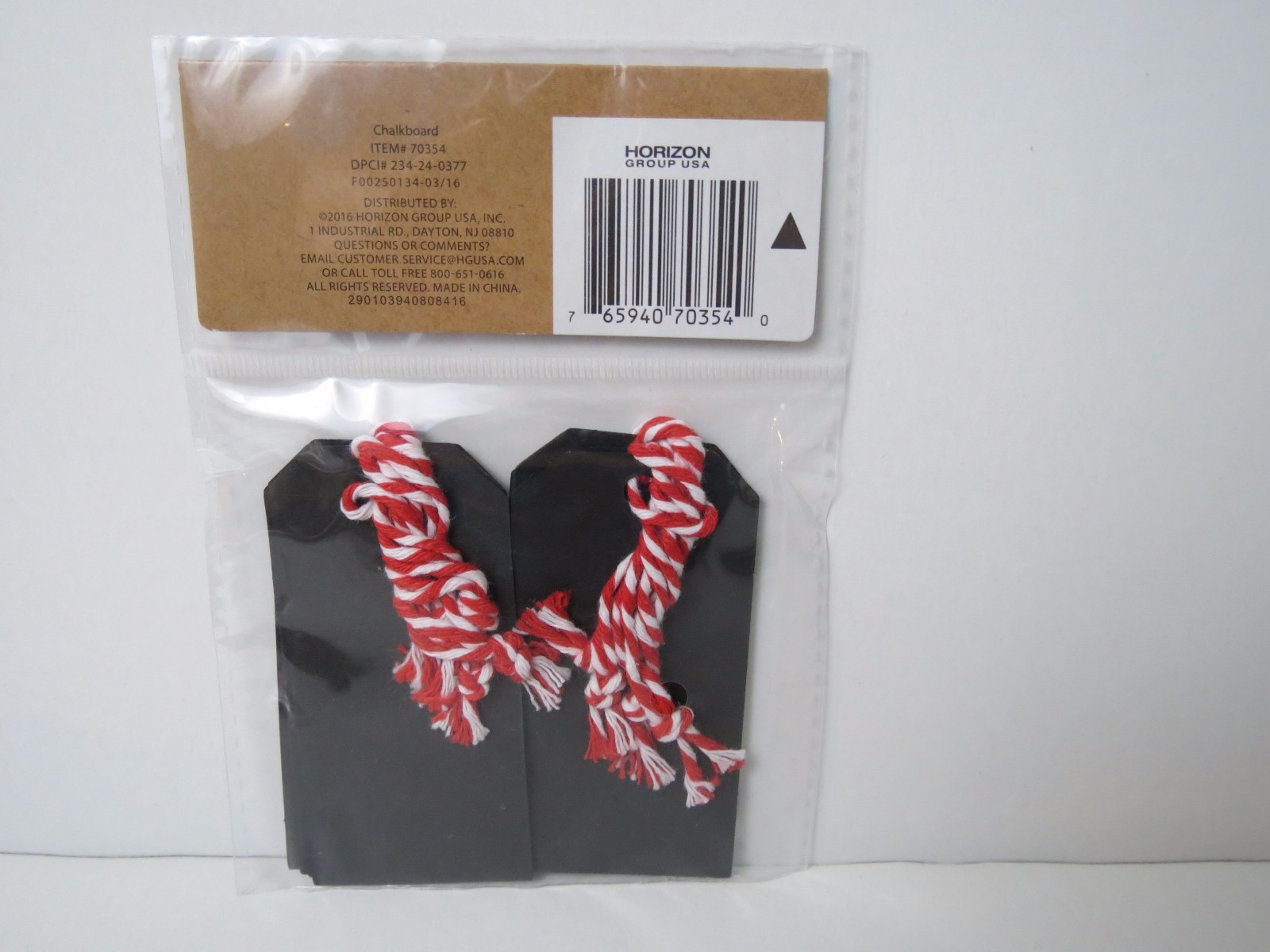 Lot of 9 8pack Black Chalkboard Tags with Red White Stripe Tie Strings 3″hx1.5″w