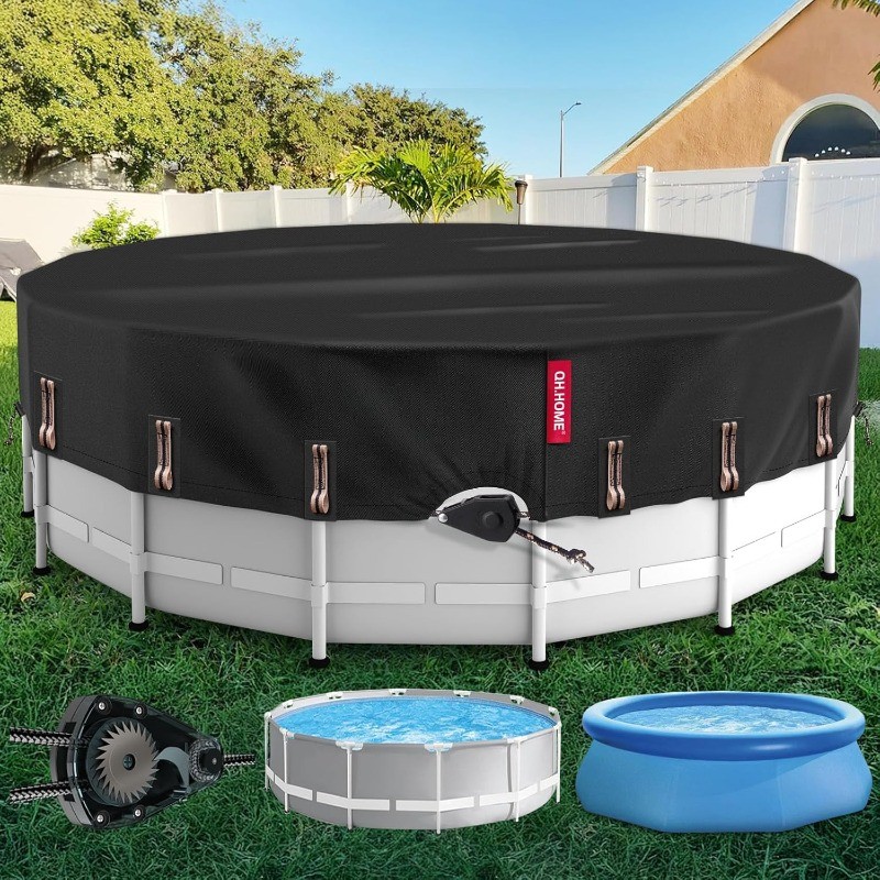 18 Ft Round Winter Pool Cover with Fast Tightening Patented Ratchet,Pool Covers