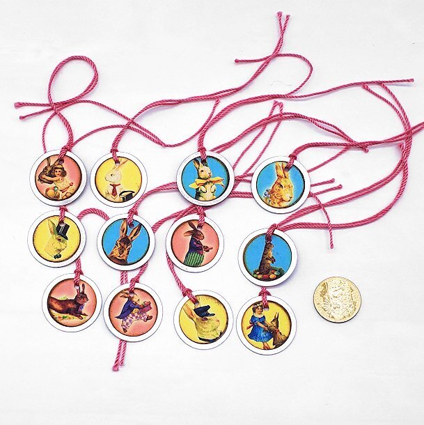 12-Easter-Vintage-Spring-Metal Rim-Parties-Smooth Cardstock-Gift-Hang-Tags