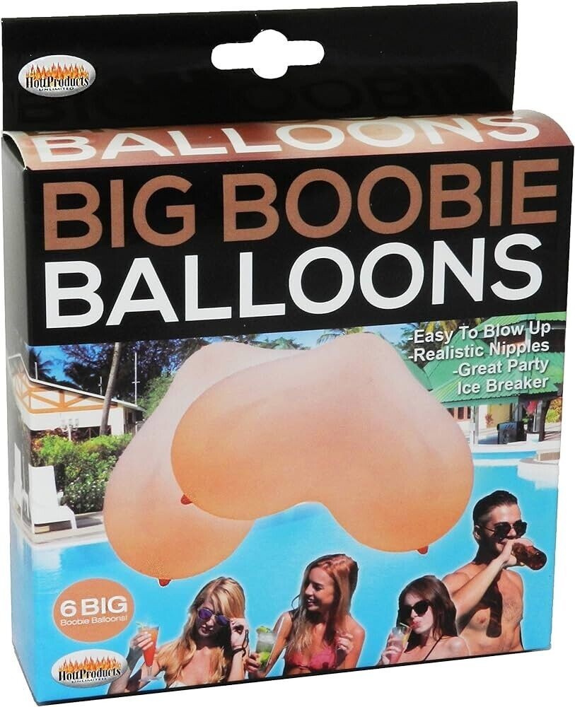 12 TOTAL Big Boobie Balloon 2PK – Fun Gag Gift Adult Novelty Party Decoration