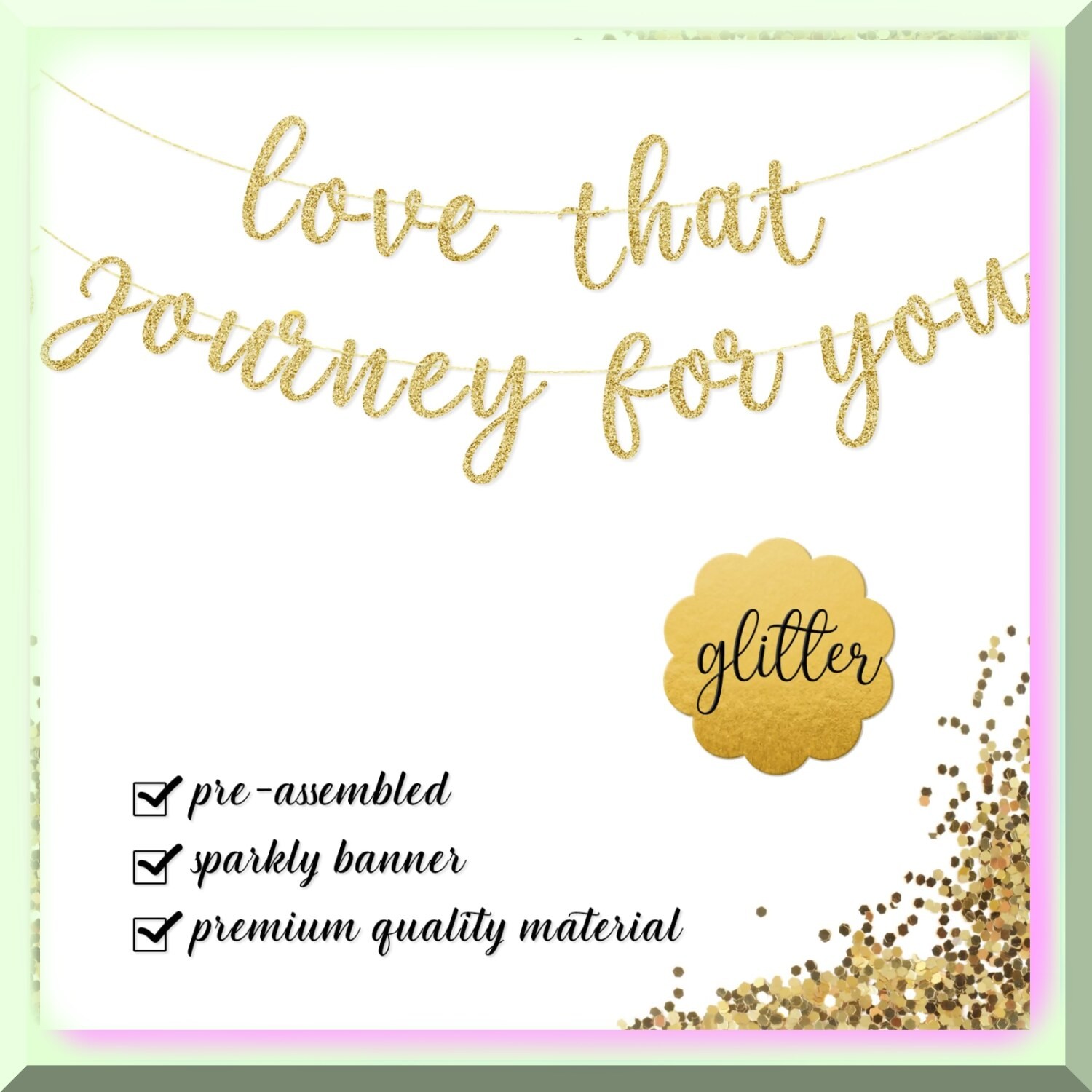 Celebration Love Journey Banner 4.6ft Gold