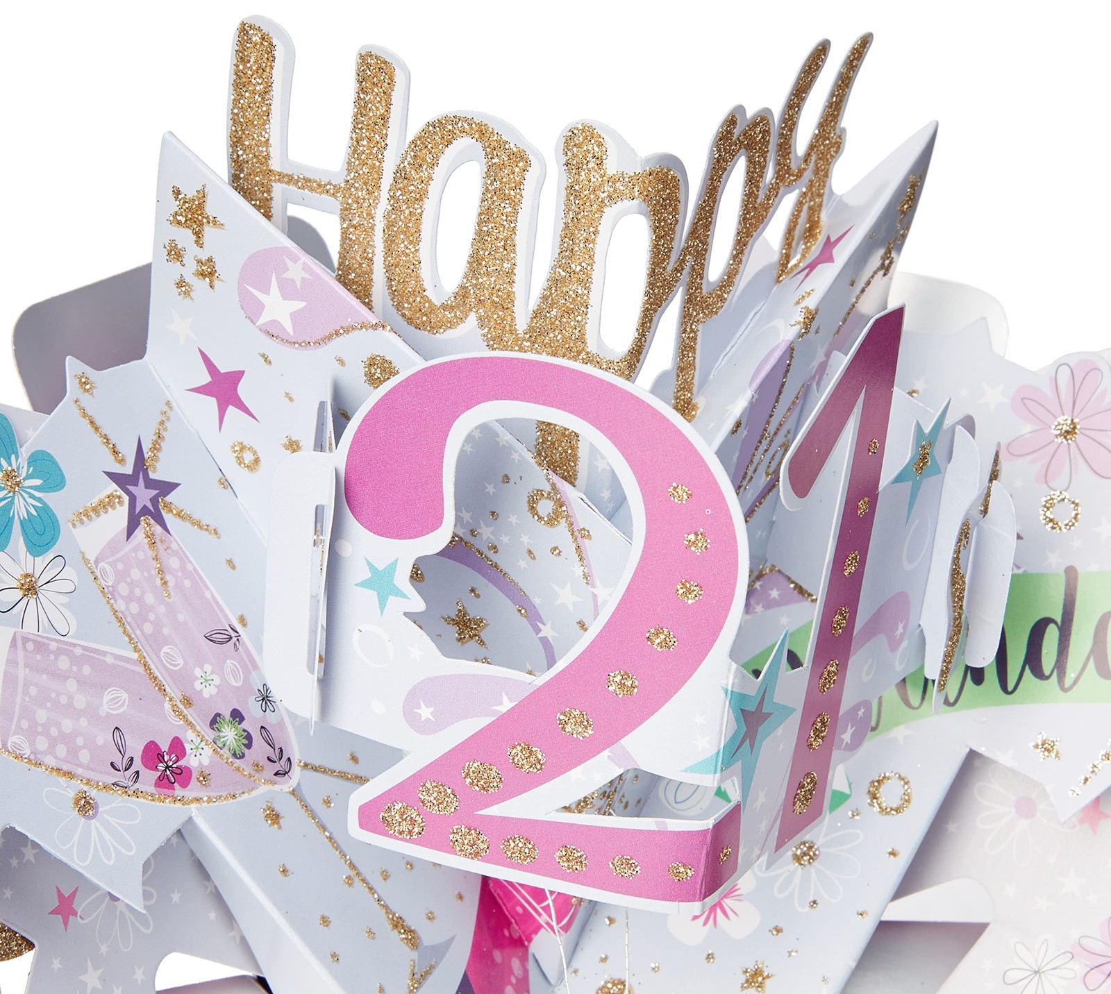 Happy 21st Birthday Open : 210 x 250mm (approx) / closed : 170 x 120mm, Pink