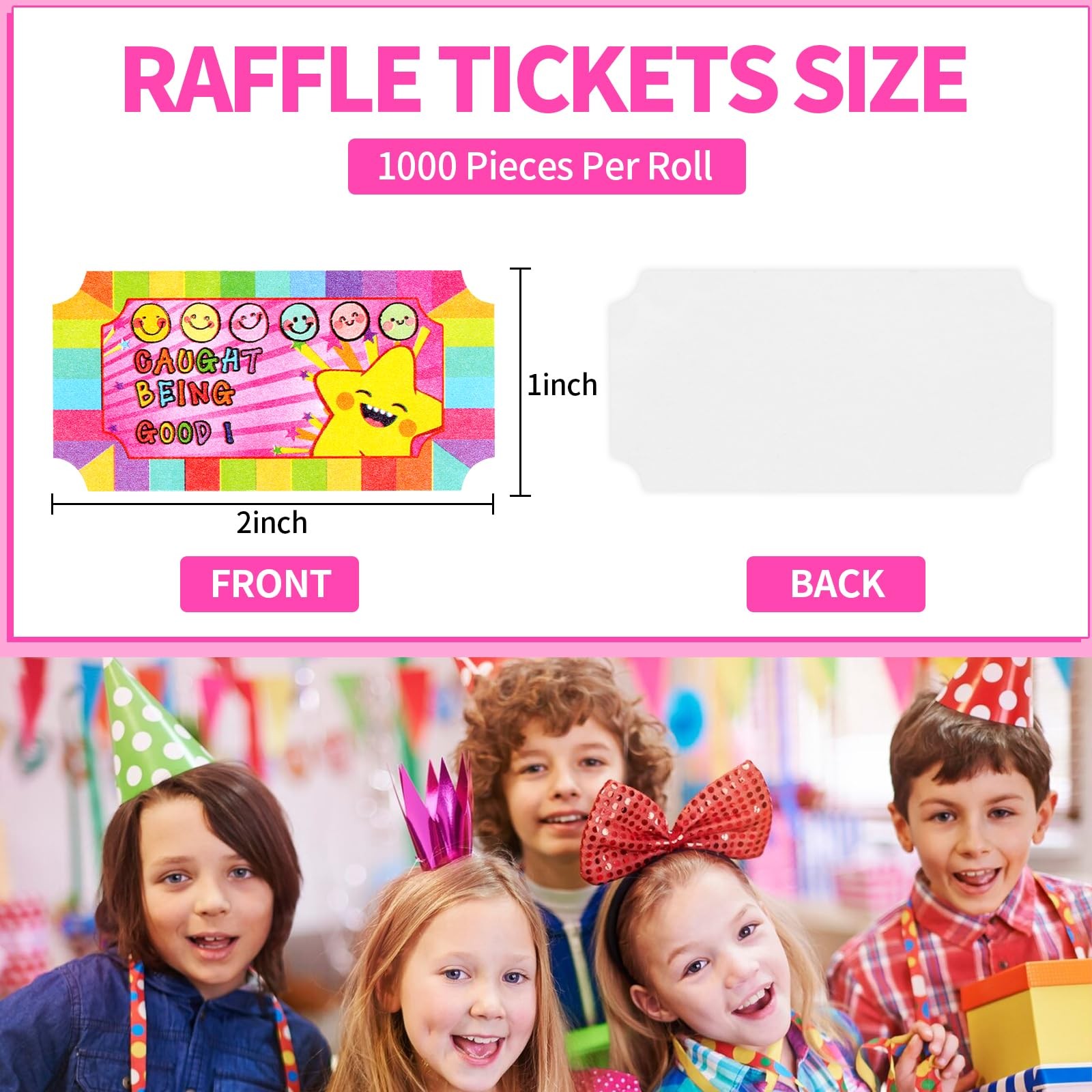 Pink Smile Raffle Tickets Roll Reward Single Good Behavior Incentive 1000 PCS