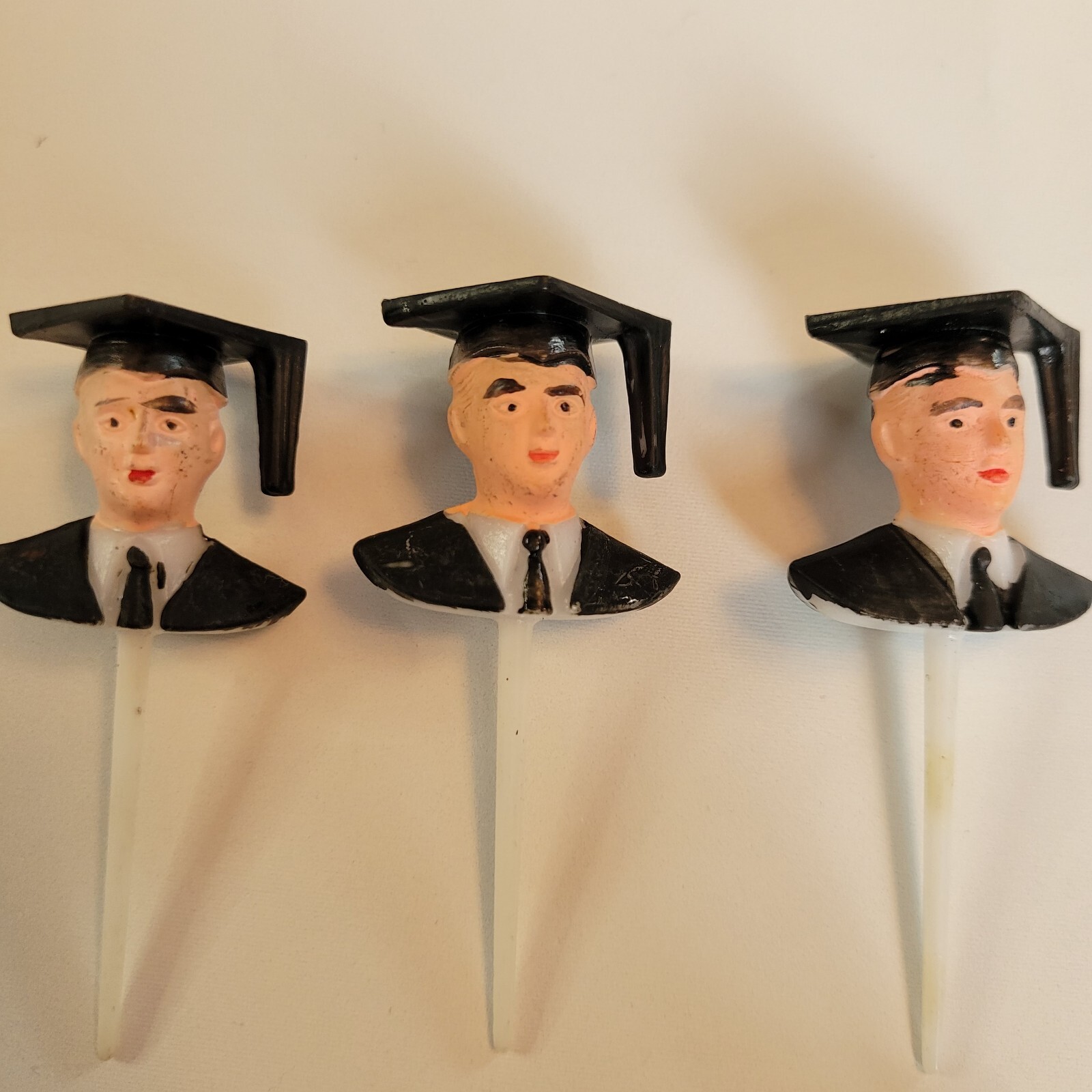 Lot of 6 Vintage Graduation Cupcake Picks Cake Toppers Man Male Robe Boy  