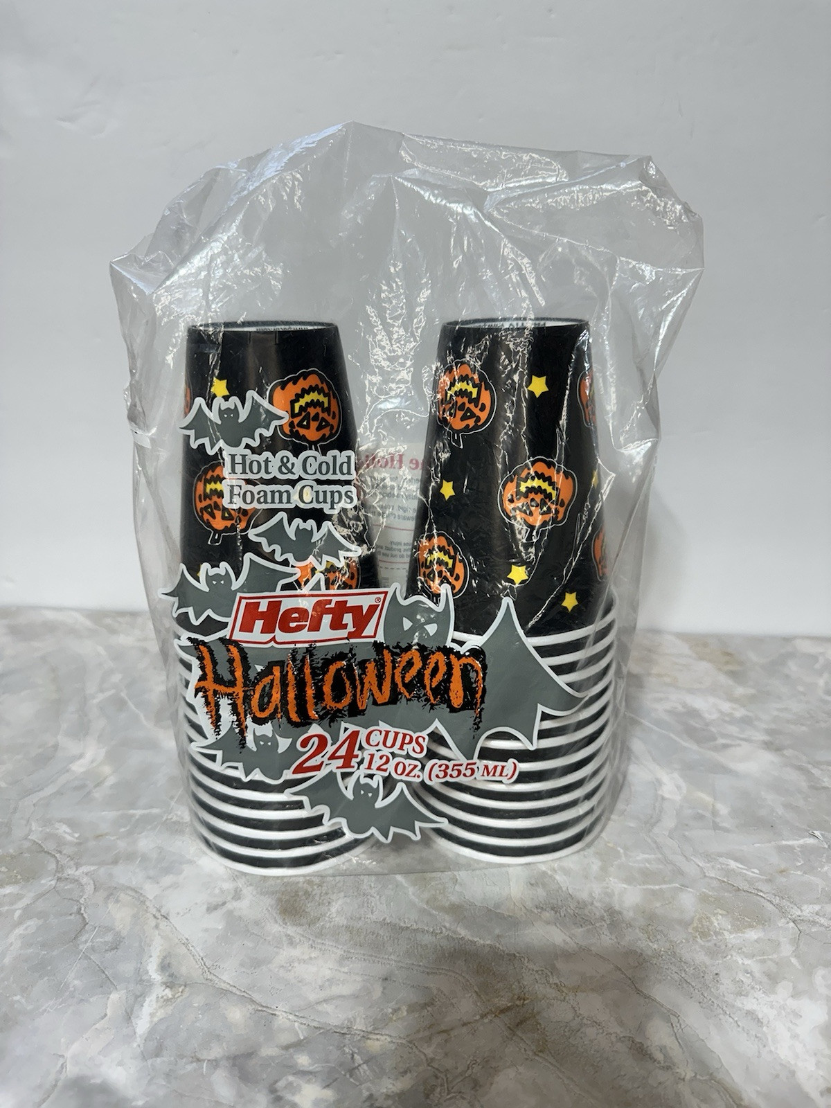 Vintage Hefty Halloween Pumpkin Cups 24 Made In USA 90’s Party Cup