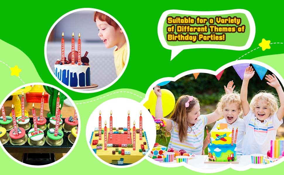 Tondio Pixel Dynite Themed Birthday Candles Cake pers for Boys