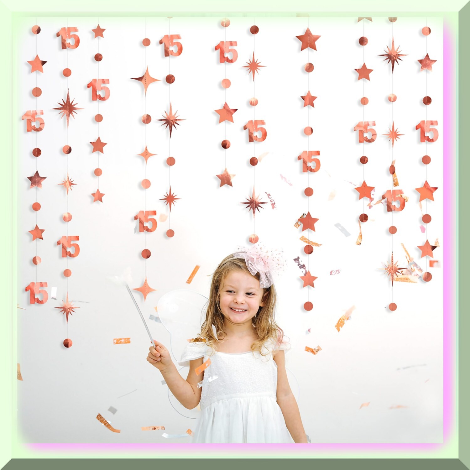 Rose Gold 15th Birthday Celebration Kit with Number 15