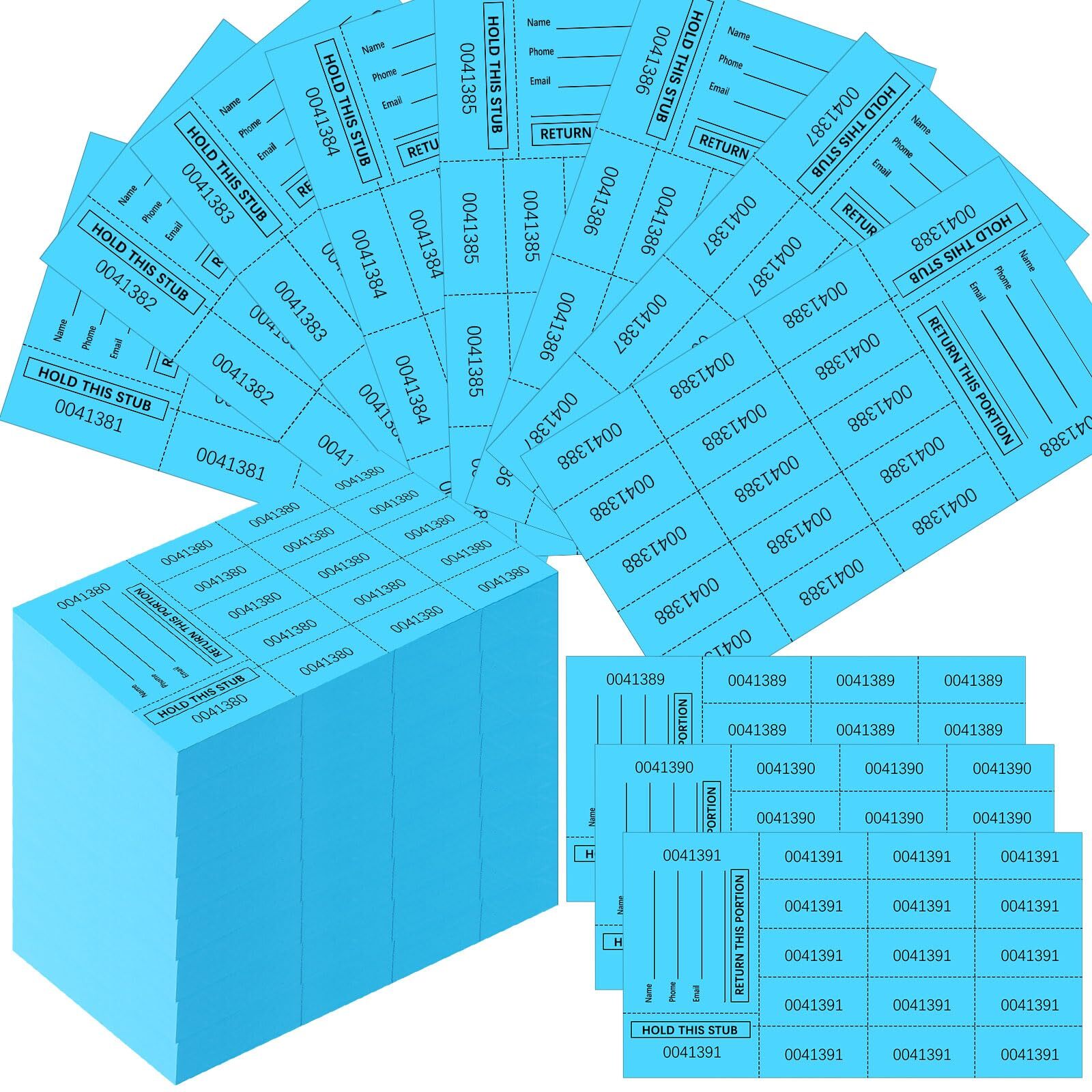 1000 Sheets 15-Bid Chinese Auction Tickets Fundraiser Tags Lake Blue
