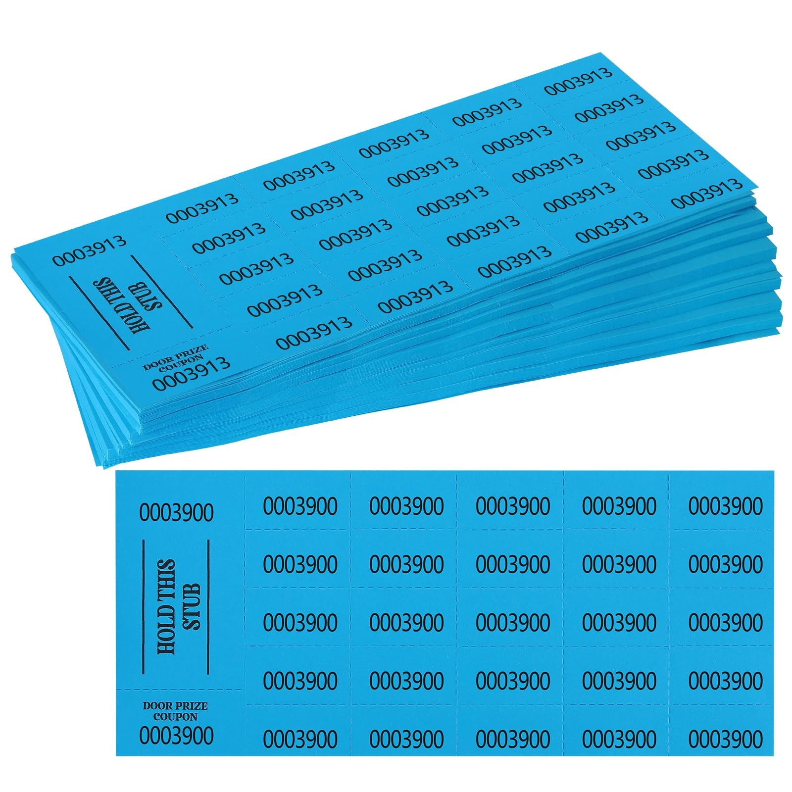 500 PCS Auction Raffle Tickets Sheets Blue 4×9 Inch Fundraiser Events Numbers