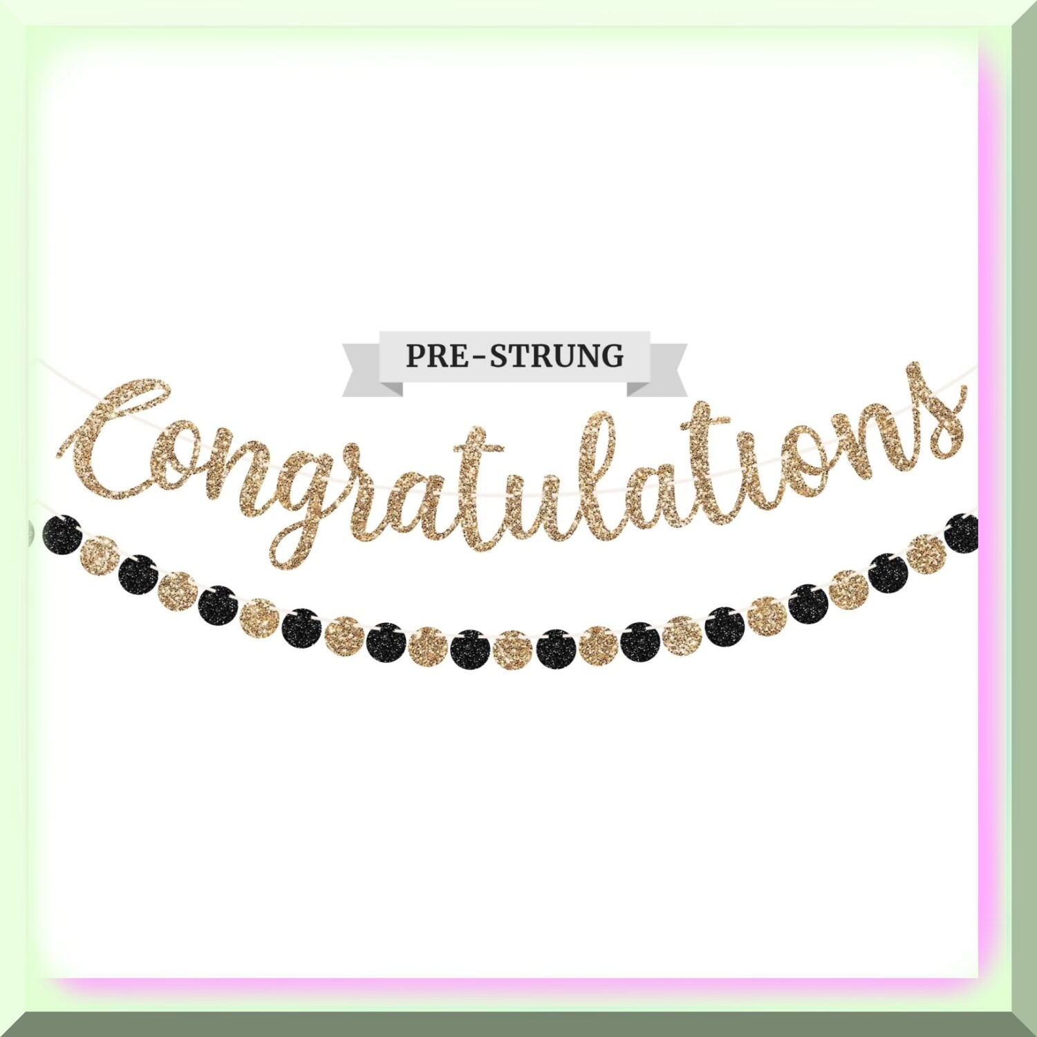 Glitter Gold Congratulatory Party Banner