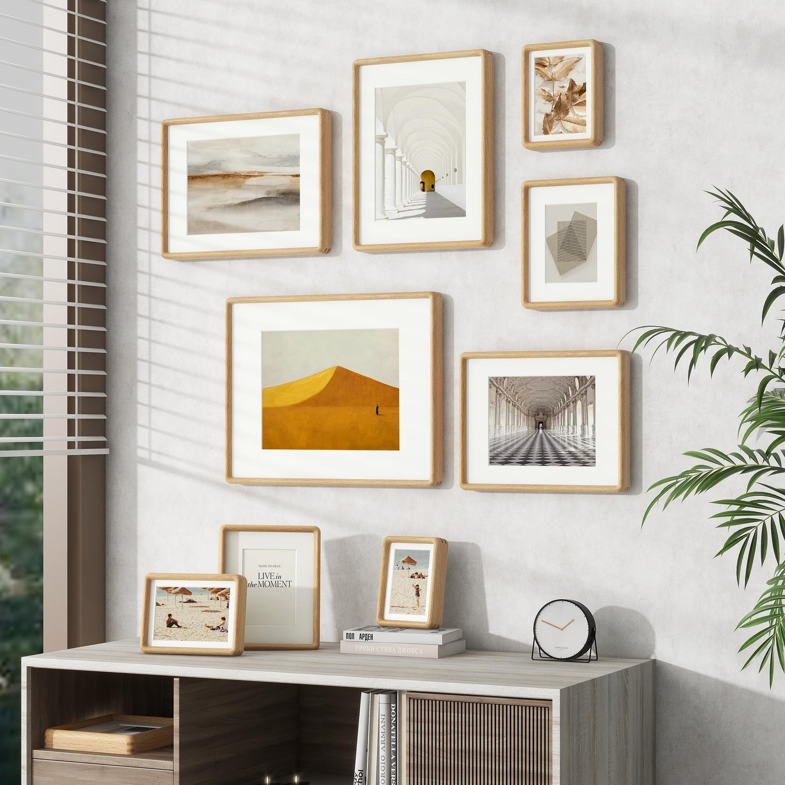 5×7 Picture Frame, Natural Solid OAK Wood Photo Collage Frame with HD Tempere…